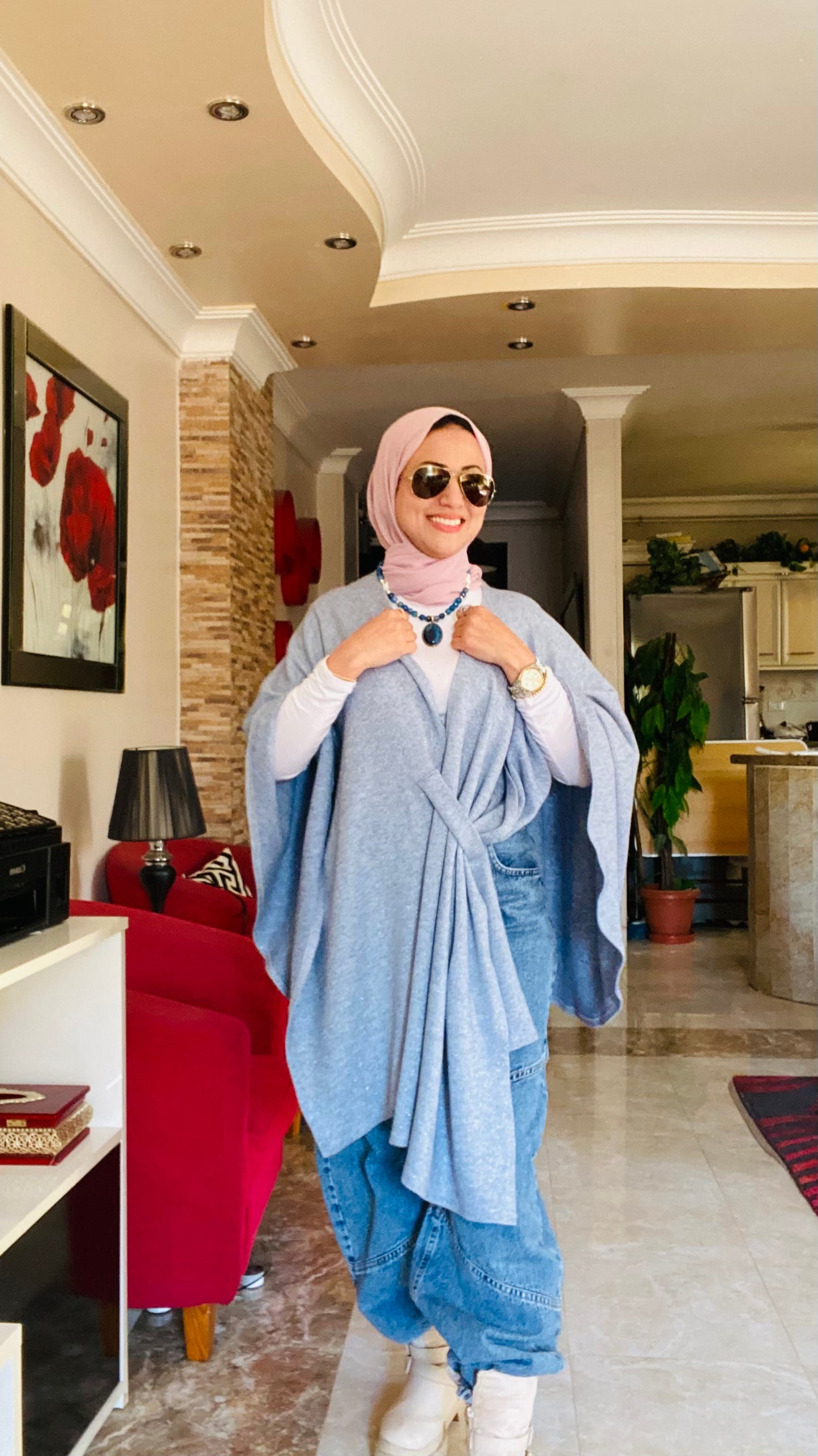 Shimmer Knitted Poncho