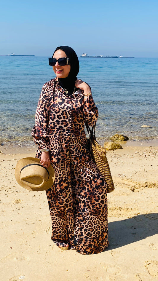 Leopard Satin Set